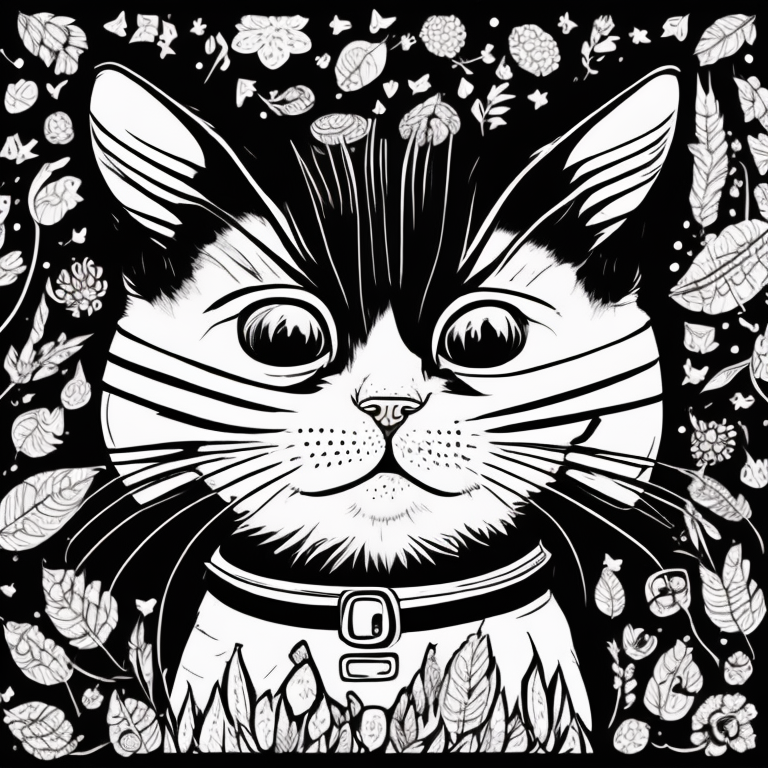 A cute cat coloring page