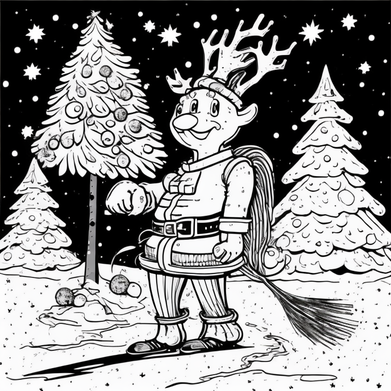 santa on Christmas eve coloring page