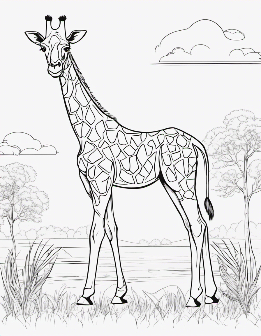 cartoon giraffe coloring page