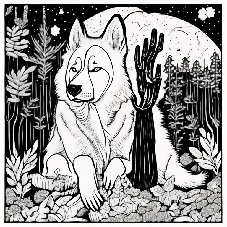 huskey in a girl hand in a ocean coloring page