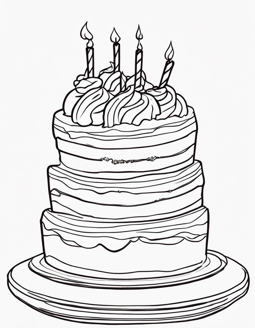 Happy Cake Slice with Frosting coloring page