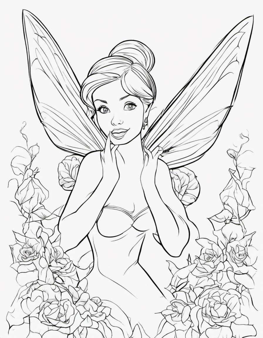 realistic tinker bell coloring page
