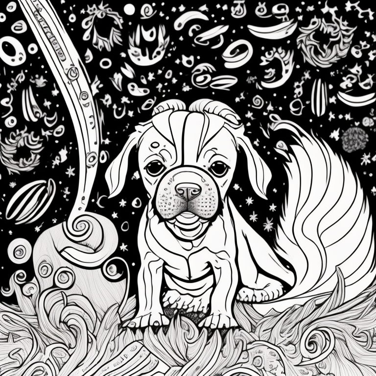 Dog mermaid coloring page