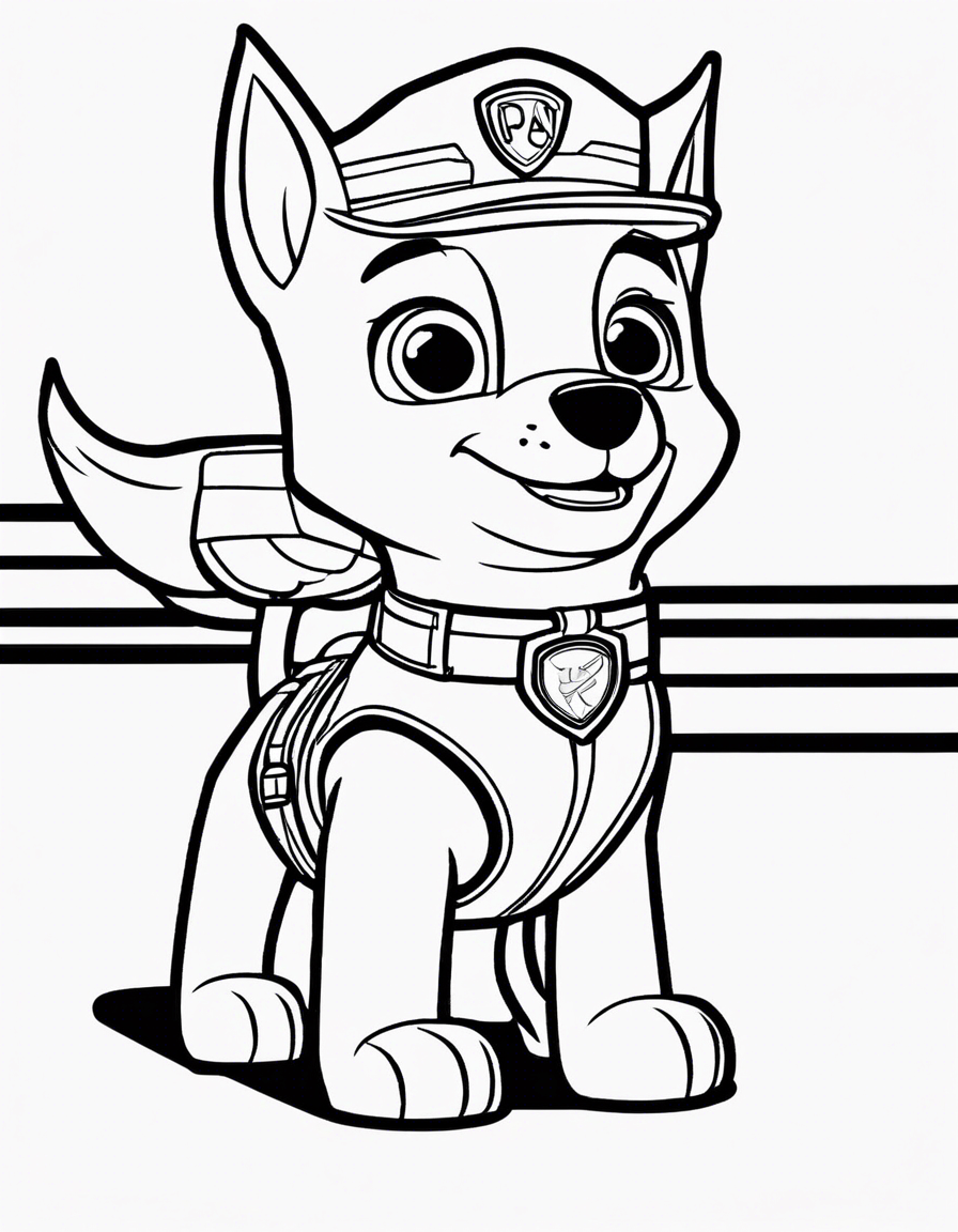 cartoon a preto e branco da personagem sky da serie paw patrol a tocar clarinete em cima de uma iate perto de uma ilha coloring page