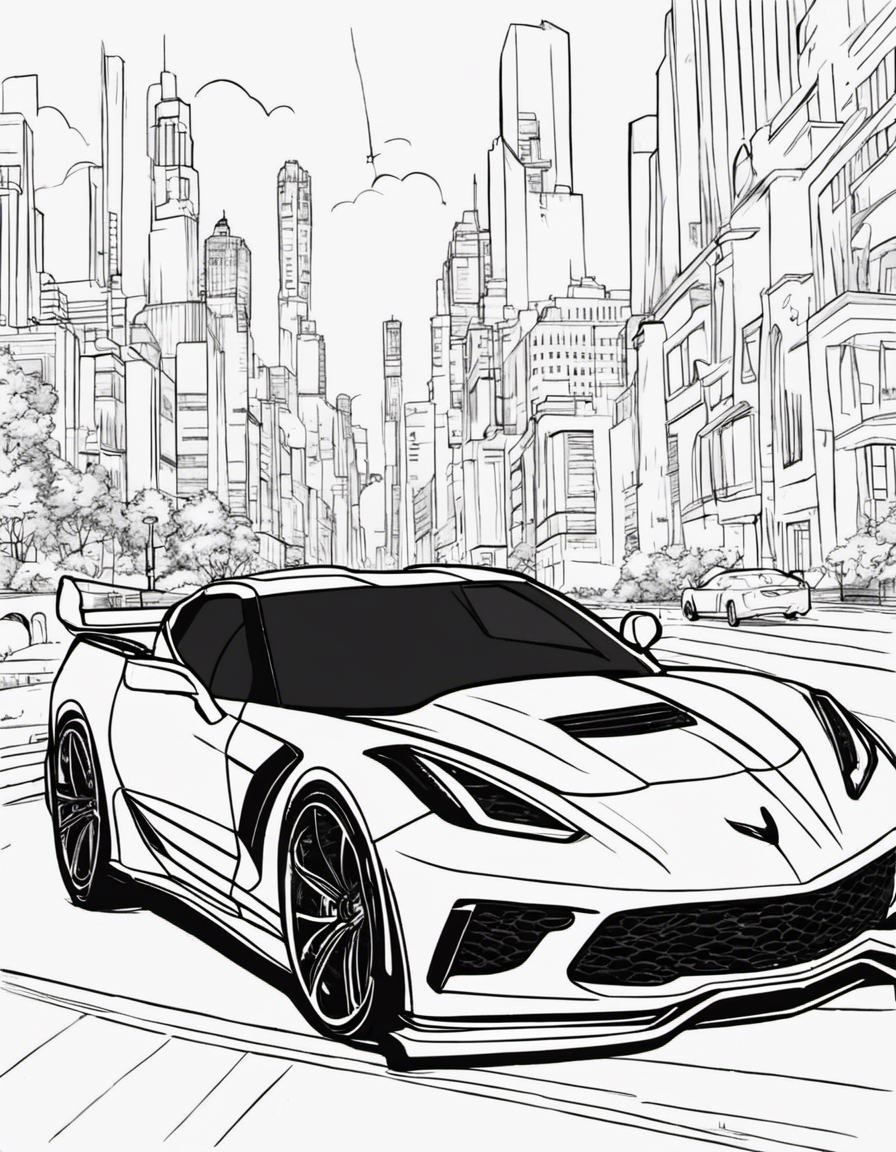 cartoon corvette coloring page