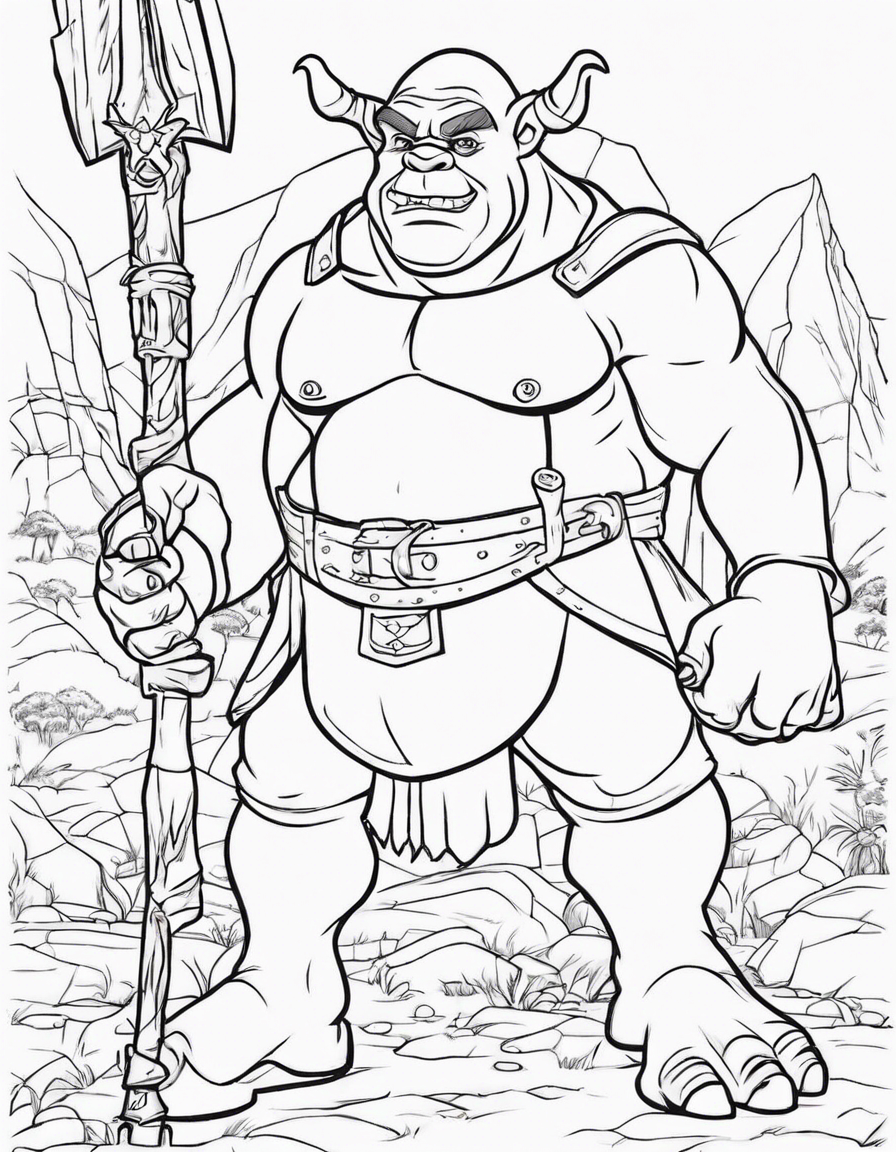 Ogre shrek in the Army  coloring page