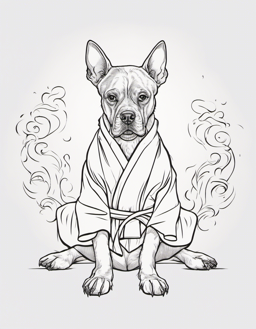 Dog doing karate coloring page