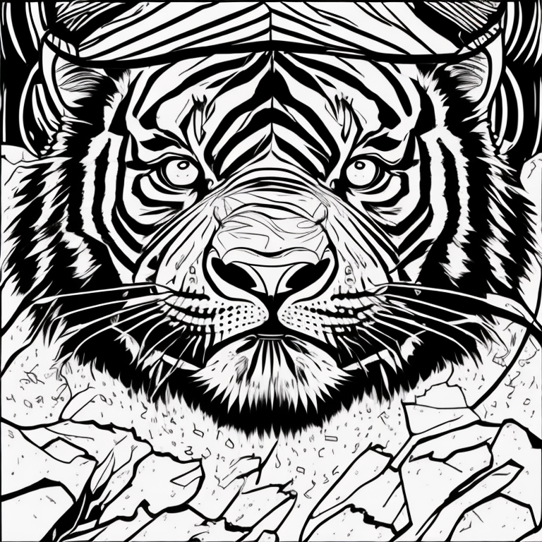 family 5 tigers coloring page
