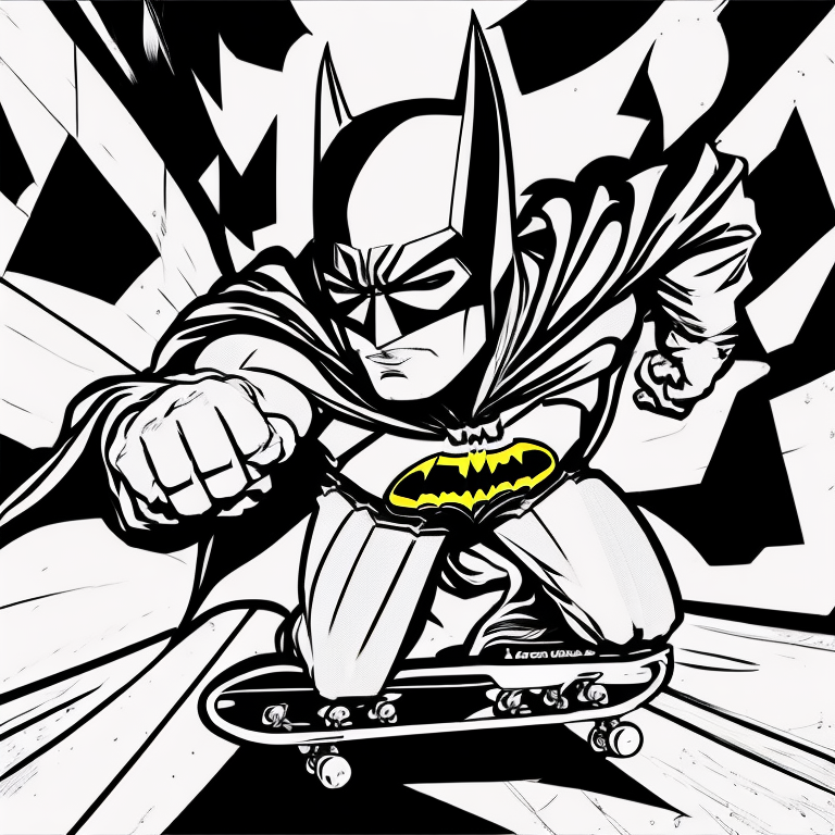 Batman on skate coloring page