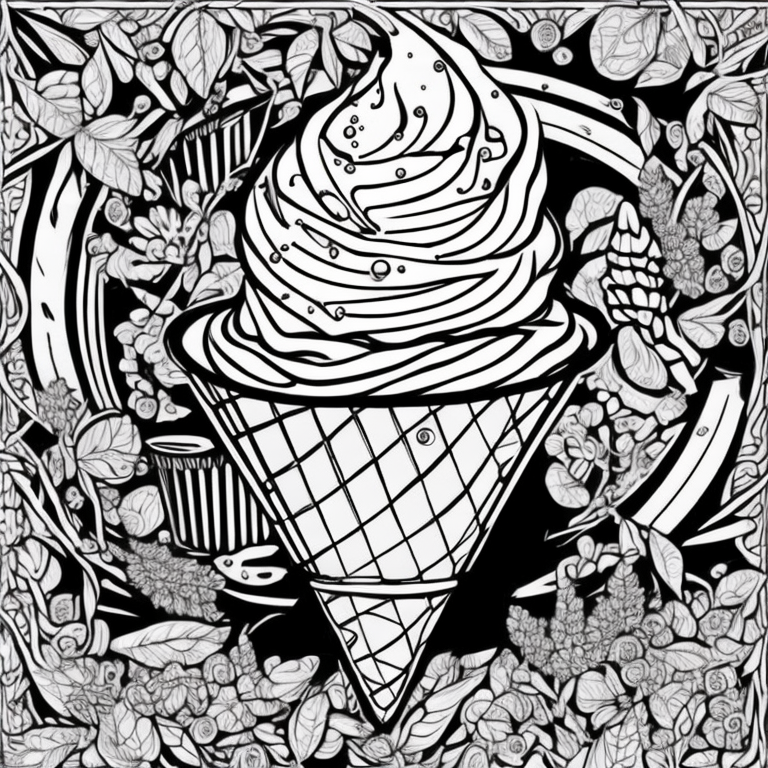 Ice cream cone with jewelry on it 
 coloring page