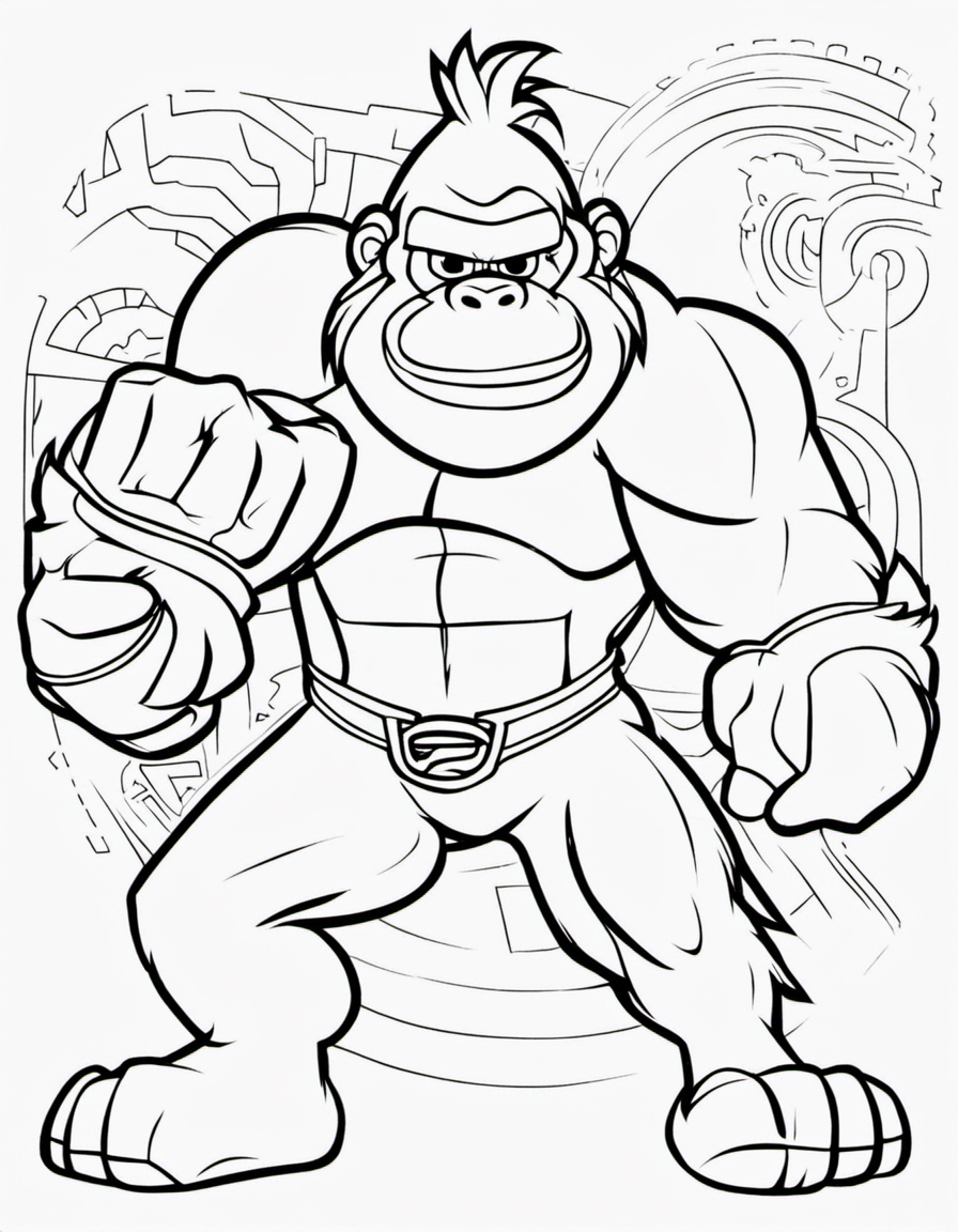 donkey kong for children coloring page