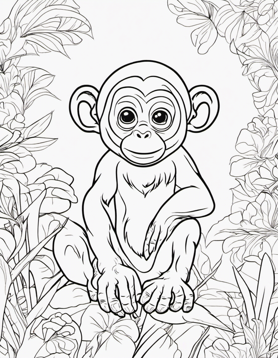 monkey for children coloring page