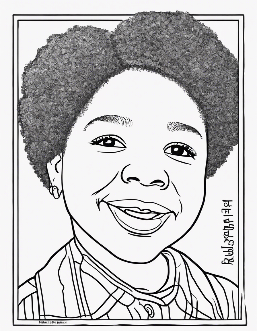 ruby bridges with her name in block lettering underneath coloring page