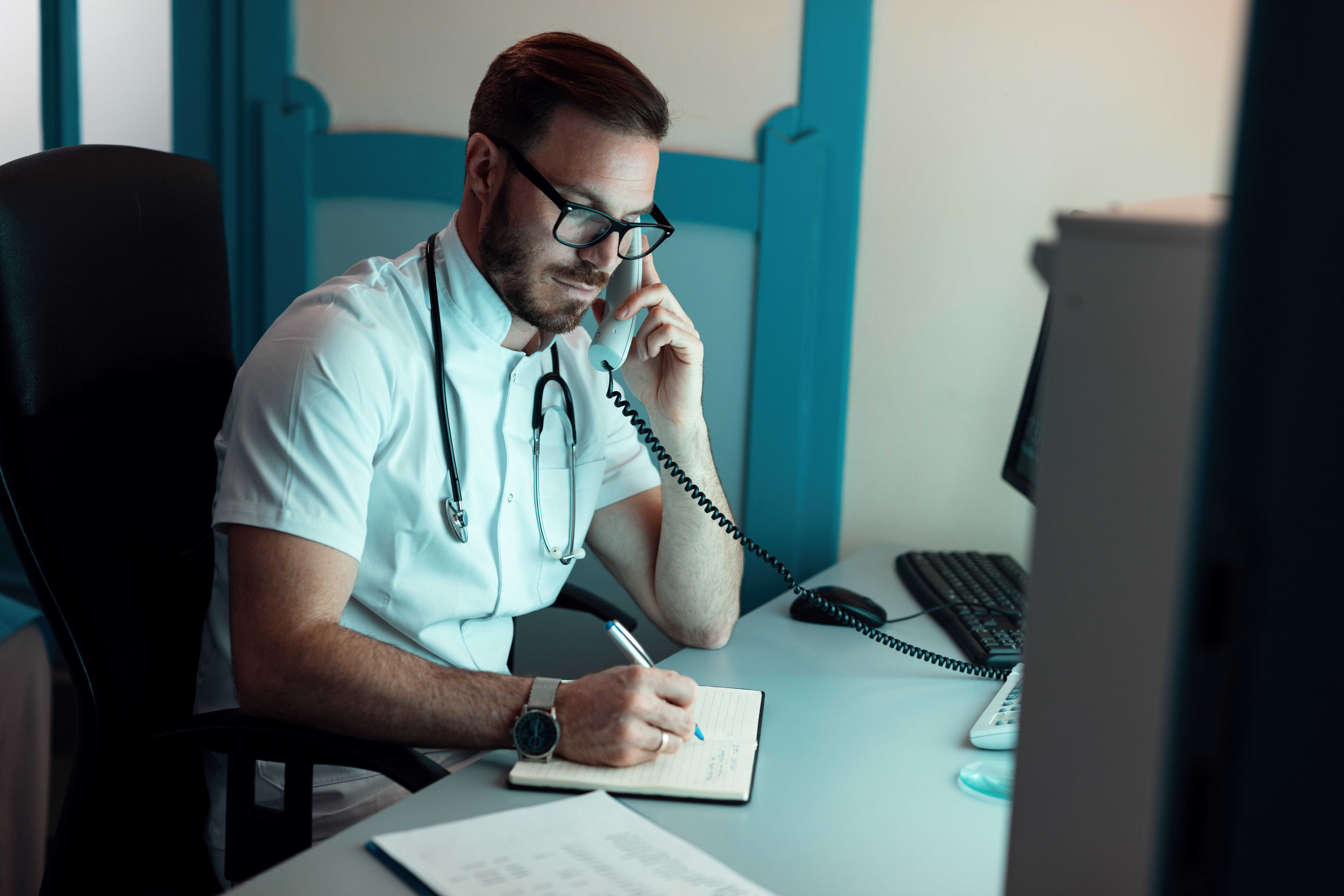 Doctor on phone