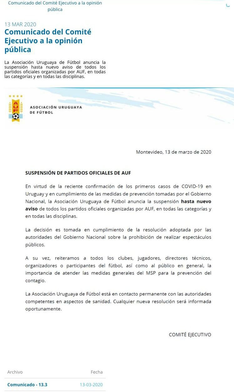 Tenfield.com » Fútbol suspendido hasta nuevo aviso