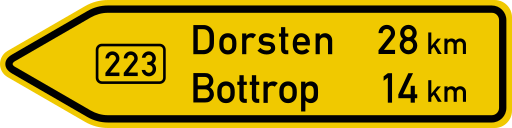 Zeichen 415 Pfeilwegweiser auf Bundesstraßen