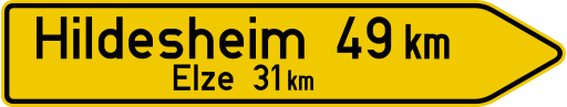 Zeichen 418 Pfeilwegweiser auf sonstigen Straßen