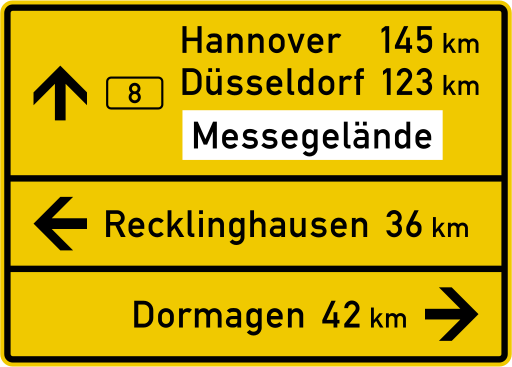 Zeichen 434 Tabellenwegweiser