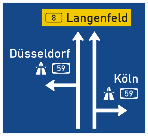 Zeichen 441 Gegliederter Vorwegweiser zur Autobahn