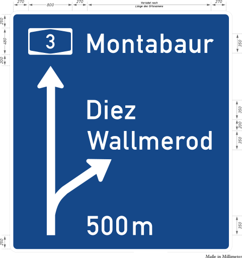 Zeichen 449 Vorwegweiser auf Autobahnen