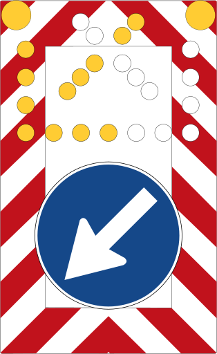 Zeichen 616 Fahrbare Absperrtafel mit Blinkpfeil