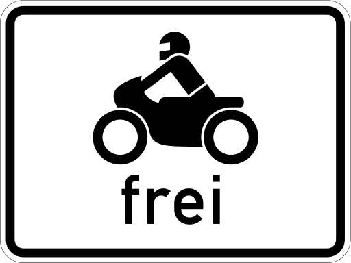 Zeichen 1022-12 einspurige Fahrzeuge frei