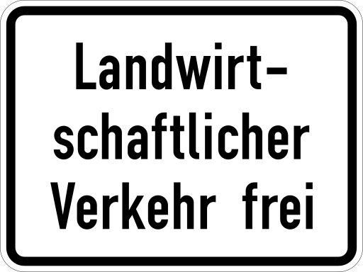 Zeichen 1026-36 besondere Fahrzeuge und Transportgüter frei (verbale Angabe)