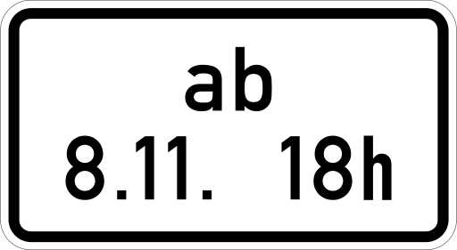 Zeichen 1040-34 Zeitangaben Stunden ohne Beschränkung auf Wochentage