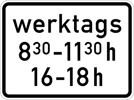 Zeichen 1042-32 Zeitangaben mit Beschränkung auf Wochentage