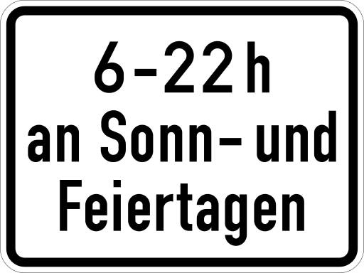 Zeichen 1042-35 Zeitangaben mit Beschränkung auf Wochentage