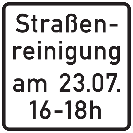 Zeichen 1042-50 Zeitangaben mit Beschränkung auf Wochentage