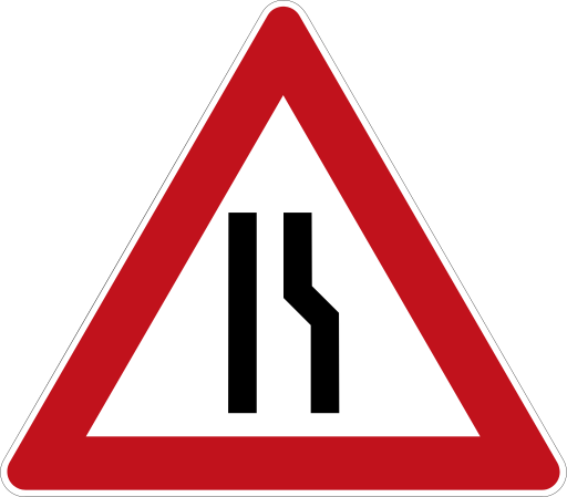 Zeichen 121 Einseitig verengte Fahrbahn