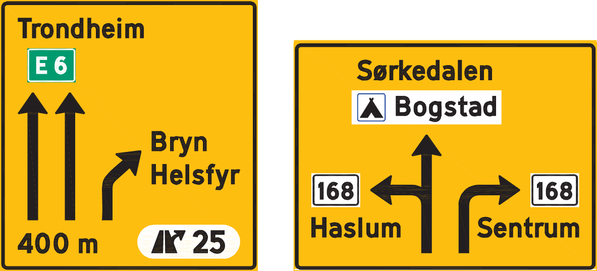 Skilt 707 Kjørefeltorienteringstavle