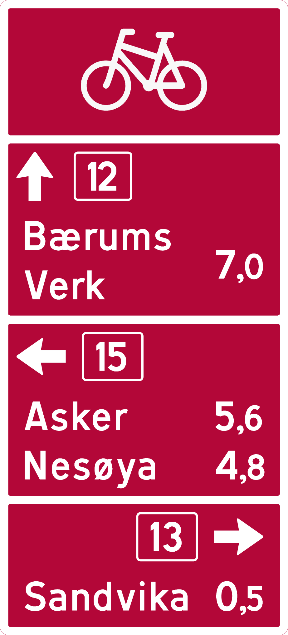 Skilt 753 Tabellvegviser for sykkelrute