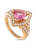 BVLGARI DIVA'S DREAM 18K GOLD DIAMOND PINK TOURMALINE RING