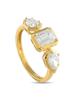 LB EXCLUSIVE 18K GOLD DIAMOND GEOMETRIC THREE-STONE RING PIC-0