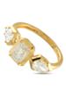 LB EXCLUSIVE 18K GOLD DIAMOND GEOMETRIC THREE-STONE RING PIC-3