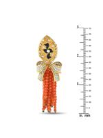 18K  GOLD 1.20CT DIAMOND, ONYX, AND CORAL TASSEL EARRINGS