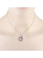 PLATINUM 0.40CT DIAMOND AND RUBY PENDANT NECKLACE