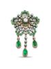 ANTIQUE 18K GOLD AND SILVER DIAMOND AND EMERALD BROOCH PIC-0