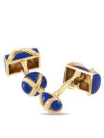 TIFFANY & CO. SCHLUMBERGER 18K GOLD BLUE ENAMEL X CUFFLINKS