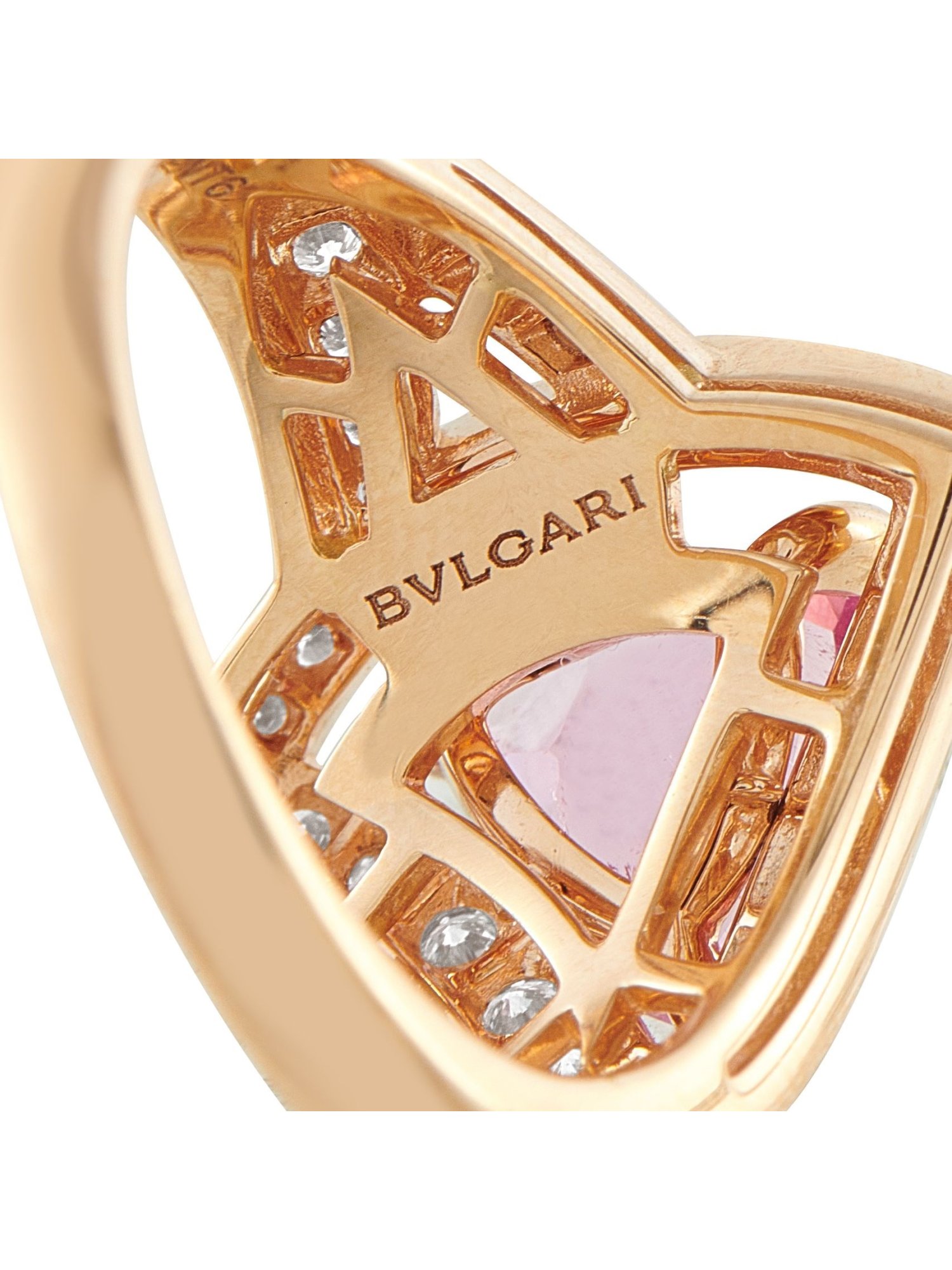 BVLGARI DIVA'S DREAM 18K GOLD DIAMOND PINK TOURMALINE RING PIC-5
