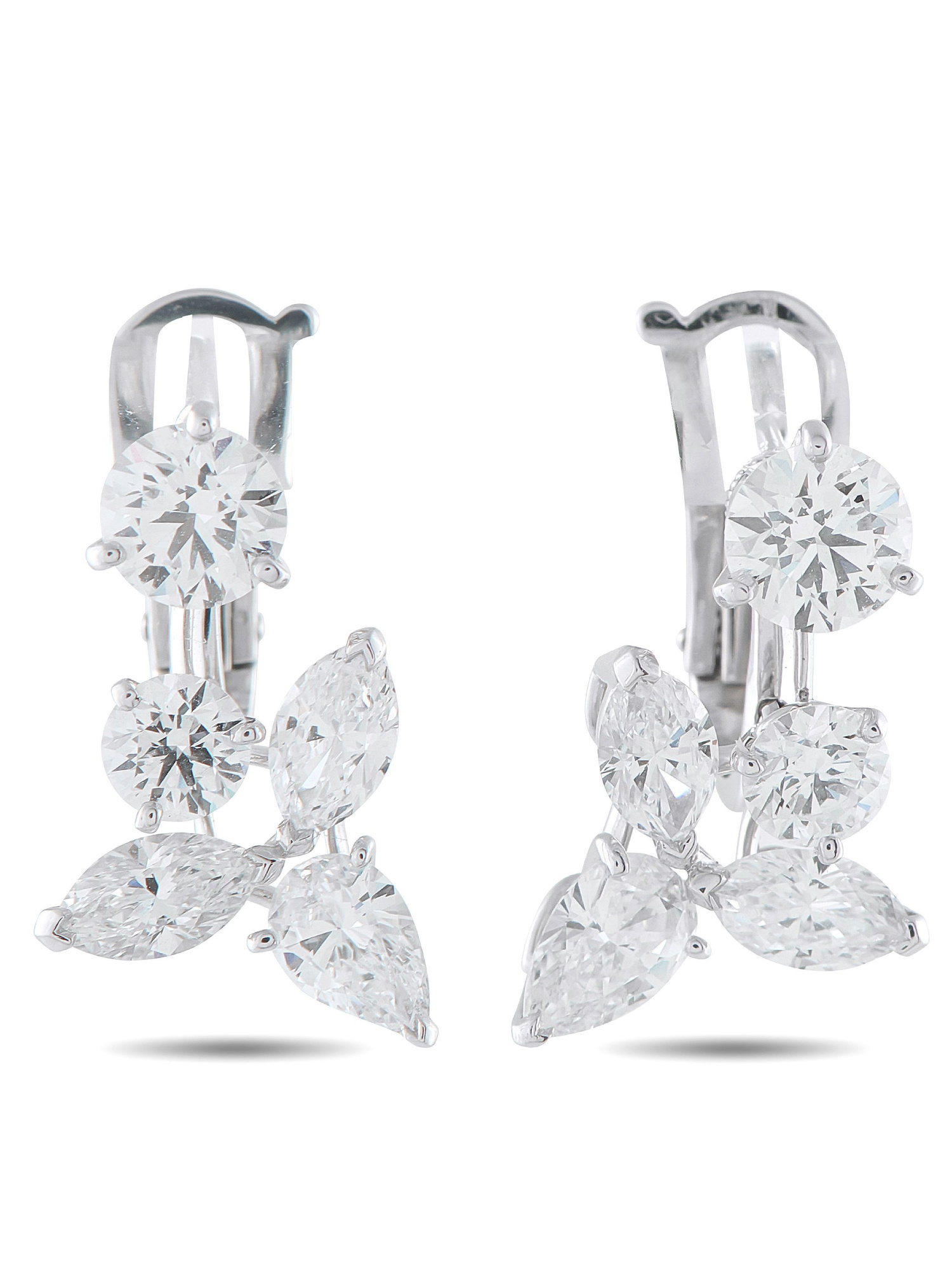 DE BEERS PLATINUM 5.0CT DIAMOND EARRINGS PIC-