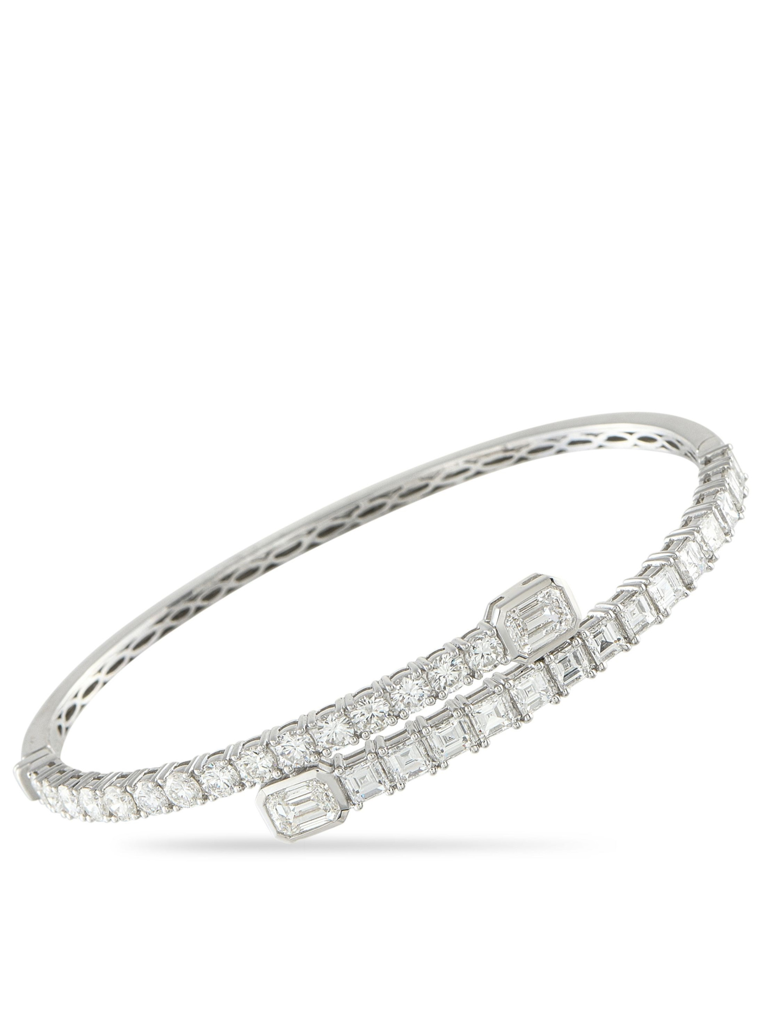 LB EXCLUSIVE 18K  GOLD 6.06CT DIAMOND BANGLE BRACELET PIC-