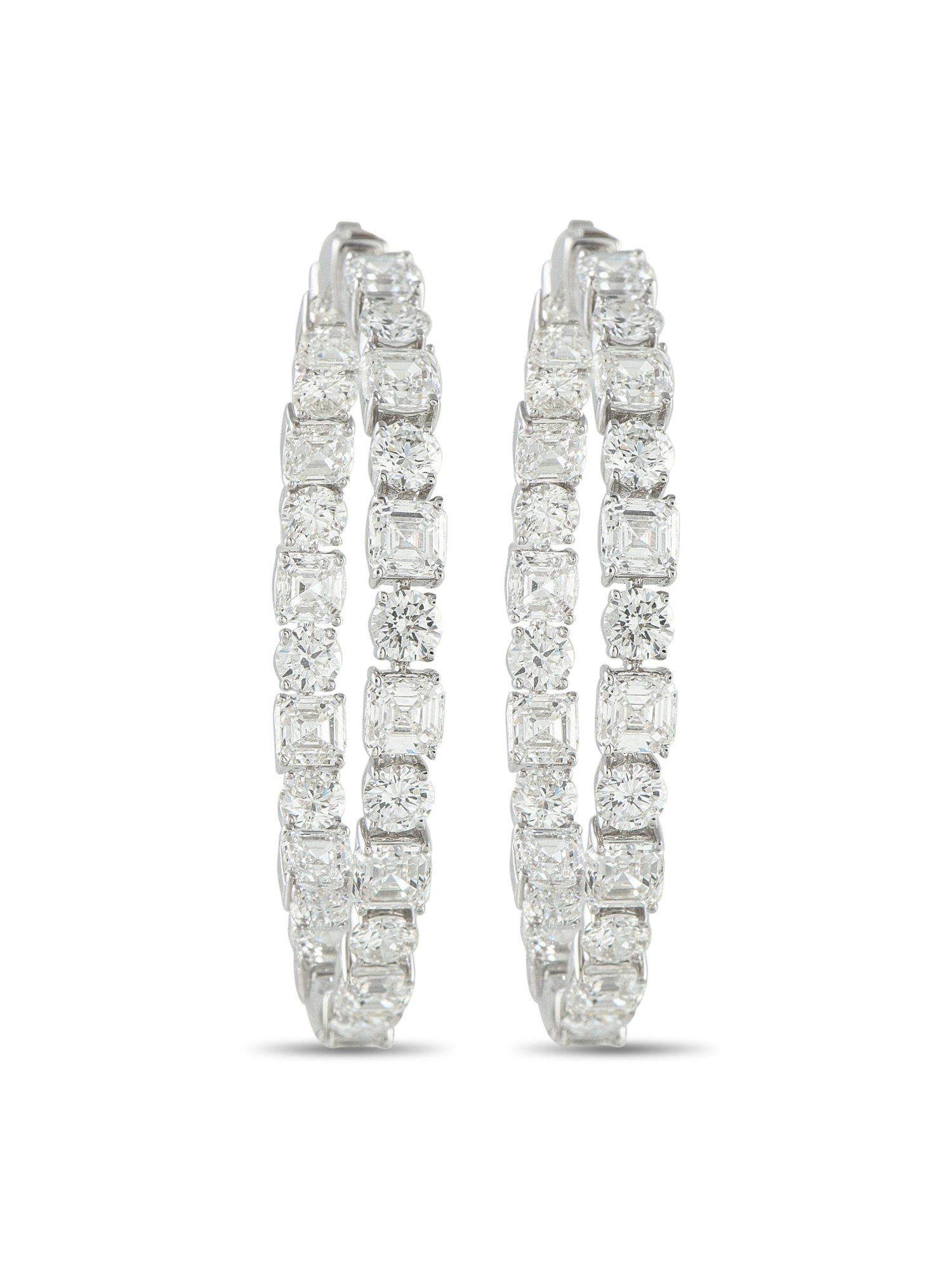 LB EXCLUSIVE 18K GOLD DIAMOND INSIDE-OUT HOOP EARRINGS PIC-