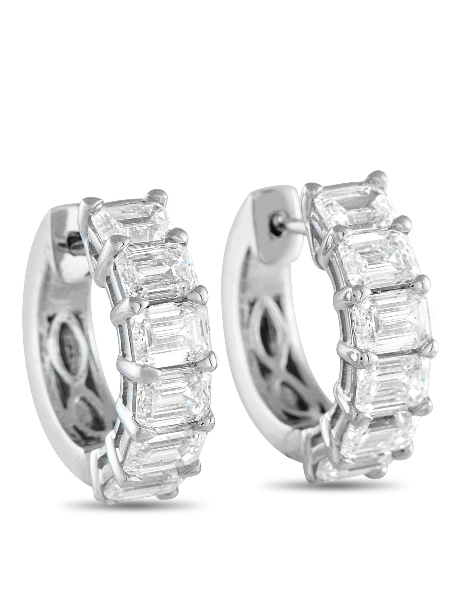 LB EXCLUSIVE 18K  GOLD 3.85CT DIAMOND HUGGIE HOOP EARRINGS PIC-
