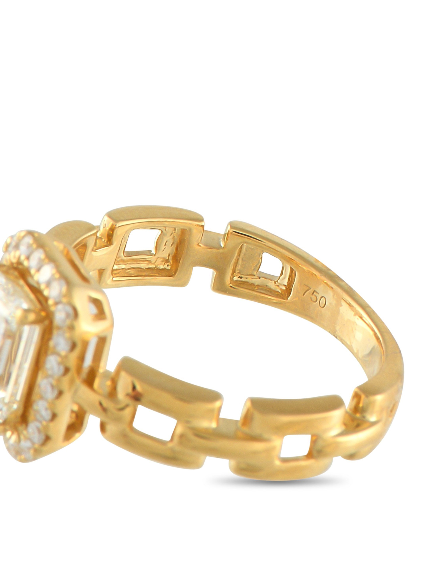 LB EXCLUSIVE 18K  GOLD 1.25CT DIAMOND SQUARE LINK RING PIC-3