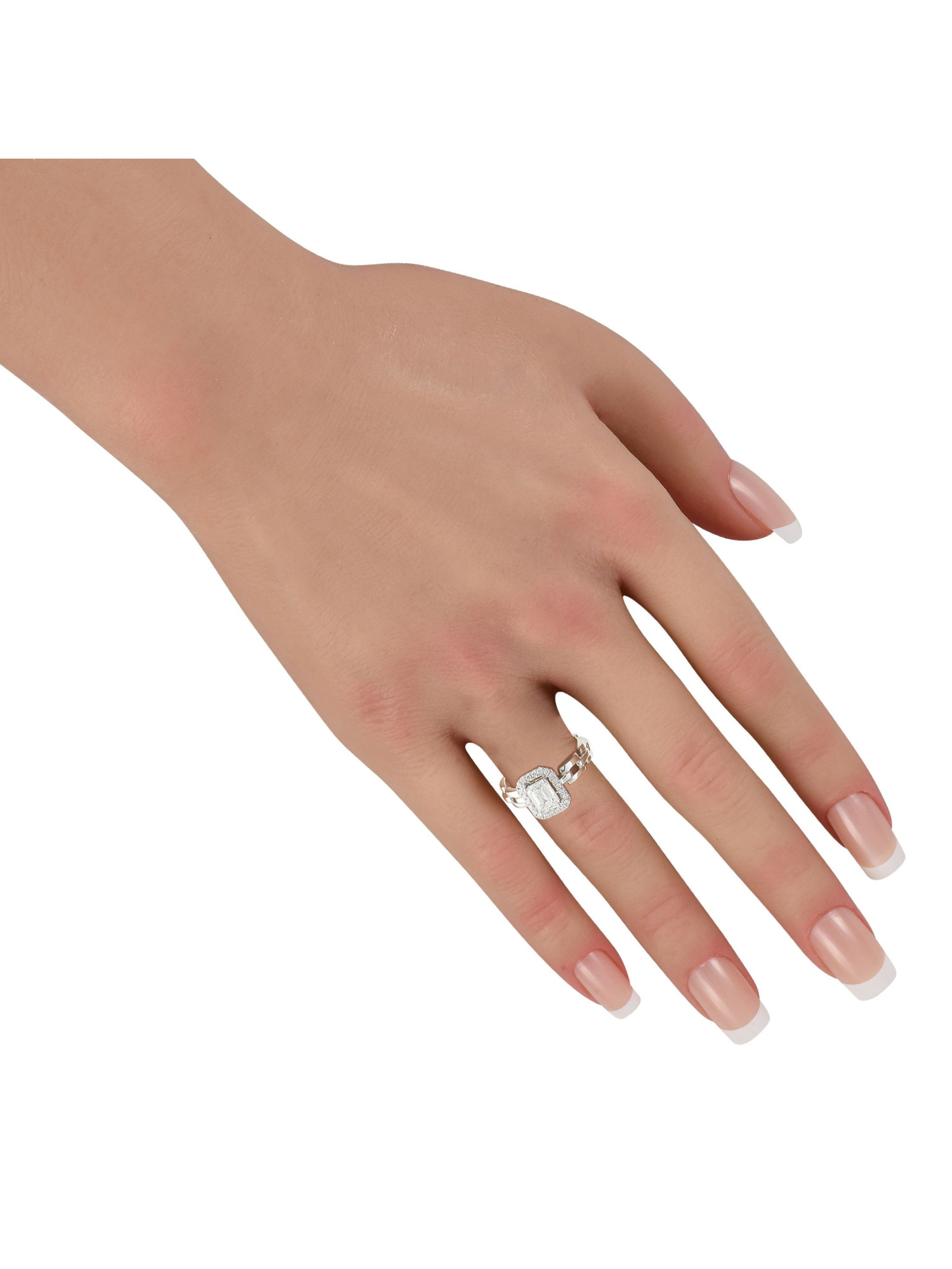 LB EXCLUSIVE 18K  GOLD 1.25CT DIAMOND SQUARE LINK RING PIC-2