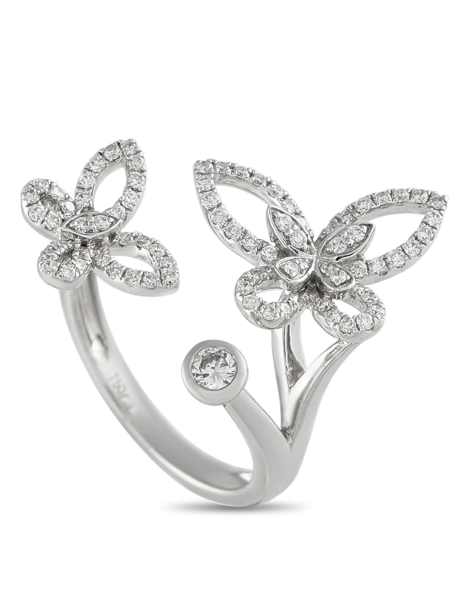 LB EXCLUSIVE 18K  GOLD 0.50 CT DIAMOND BUTTERFLY RING PIC-