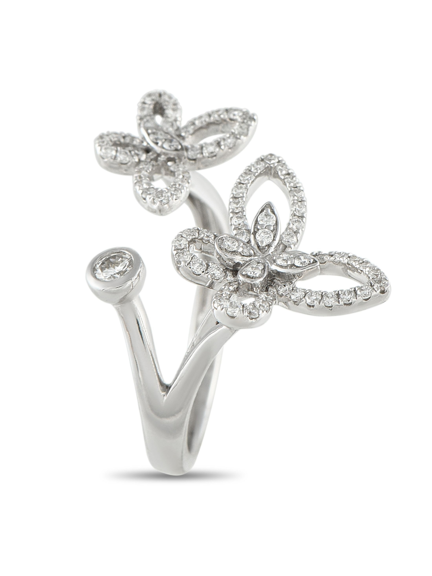 LB EXCLUSIVE 18K  GOLD 0.50 CT DIAMOND BUTTERFLY RING PIC-1